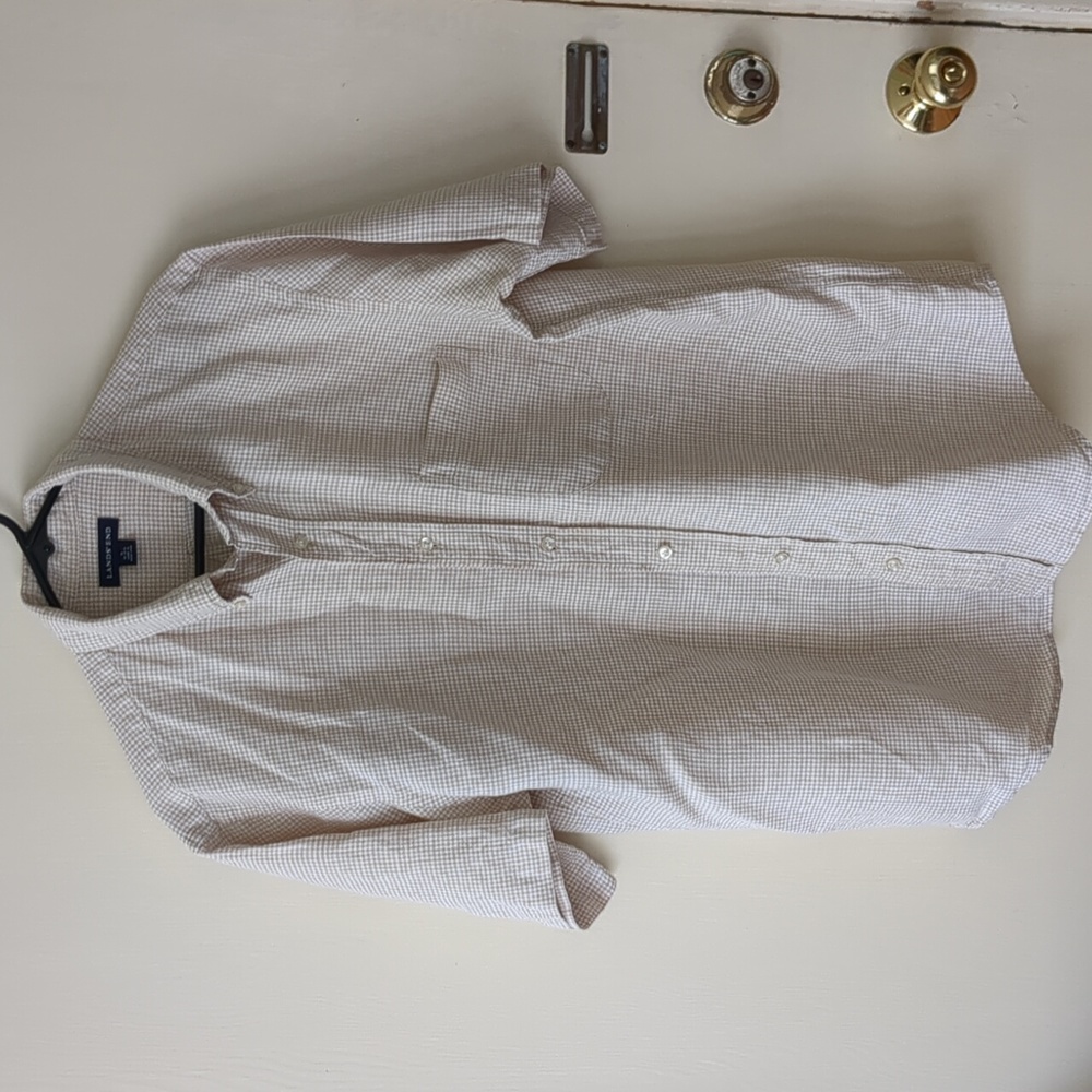 Land's End checkered button down shirt